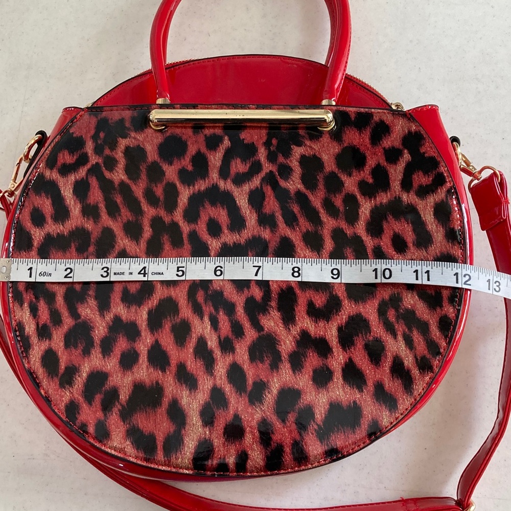 VTG Red Leopard Patent Print 2-1 Bag - Picture 7 of 12